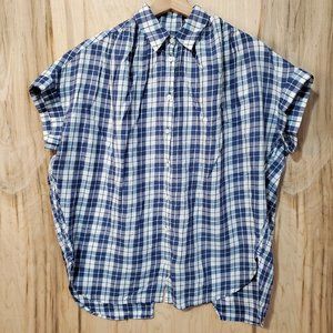 Madewell Blue and White Plaid Central Open Back Shirt Size Wmns XS Fits Larger